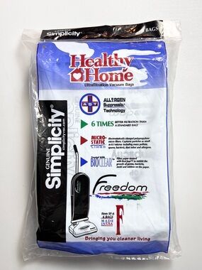 NEW Simplicity Genuine Freedom Type F SF-6 Paper Vacuum Bags 6 Pack Healthy Home